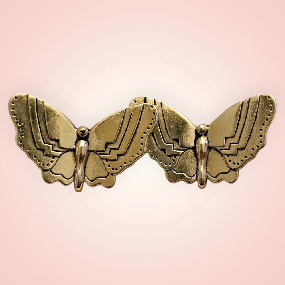 Vintage Laurel Burch Modernist Gold Tone Butterfly Earrings‎